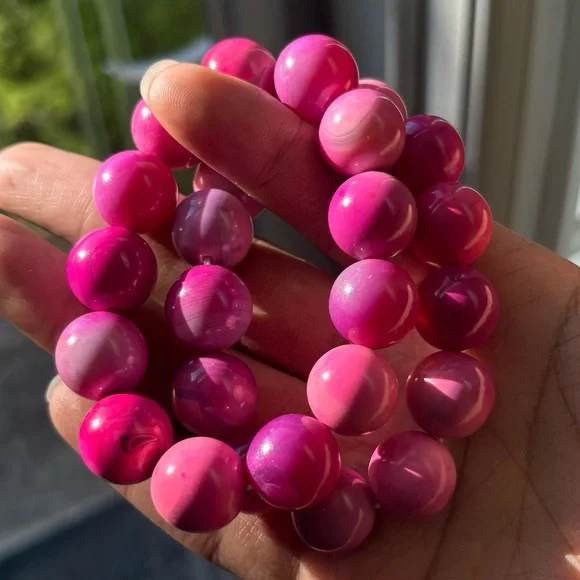 Pink Agate Crystal Bracelet 16mm - Picture 5 of 11